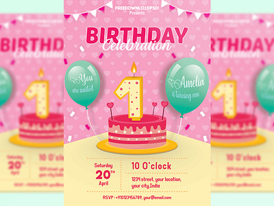 Birthday Party Invitation balloons birthday birthday cake birthday celebration birthday flyer birthday invitation birthday invitation flyer birthday of baby birthday party birthday party flyer birthday party invitation brithday celebration flyer flyer