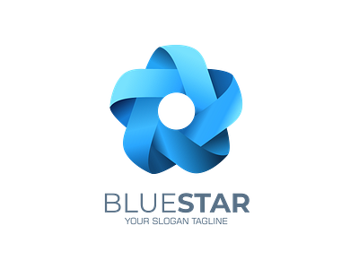 Infinite Ribbon Blue Star Logo app design blue brand branding business color colorful company creative design icon identity illustration logo mobile app ribbon vector