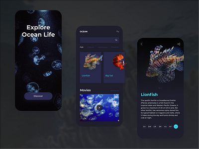 Ocean app concept design explore fish mobile ocean ui ux