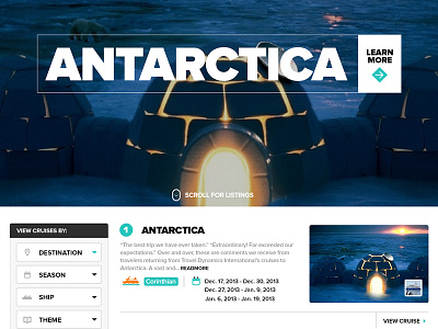 Antarctica dwaiter infographic listing proxima travel ui ux