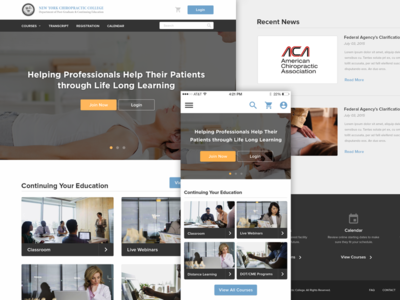 NYCC Mobile/Browser UI chiropractic college design education homepage interface medical new postgrad ui ux york