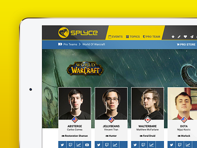 World Of Warcraft Pro Team Page design gaming team ui ux world of warcraft