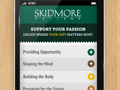 Skidmore Giving Mobile college design mobile skidmore ui website
