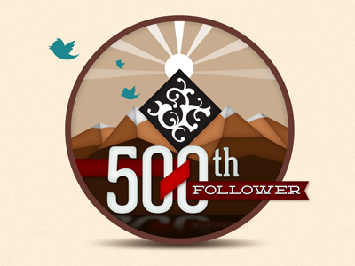 500th Follower Badge 500 award badge design dumbwaiter dwaiter five follower followers hundred mountain twitter