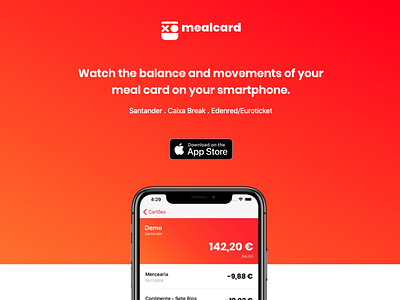 Mealcard App Landing app balance bankapp finaceapp landing marketing mobile money product spendings ui ux