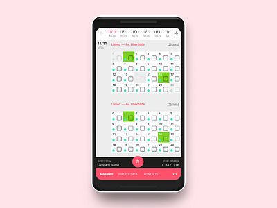 Mobile Booking UI app booking calendar design flat mobile pink reservation snippet ui ux website
