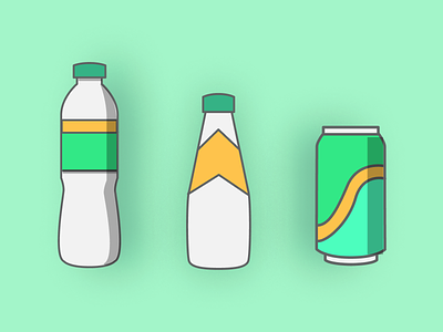 IconSeries #3 – Beverages app bottle can design flat green icon illustration ui vector web website
