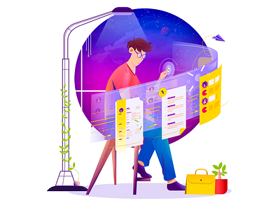 Workspace illustration 02 calm design environment flat illustration resume sky ui web workspace