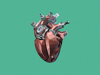 Mechanical Heart flat heart low poly mechanical