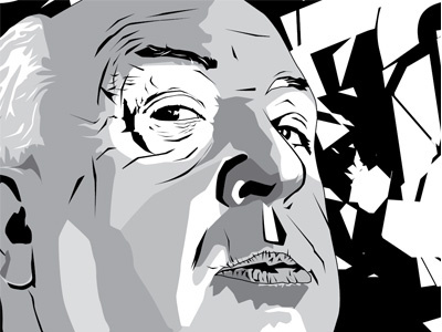 Hitchcock alfred hitchcock black and white illustration vector
