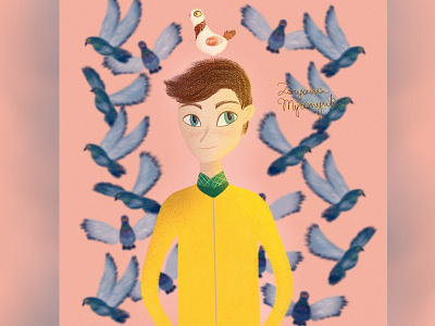 Walter Beckett 2d 2d art boy cute digital digital 2d fanart illustration pigeons portrait portrait illustration