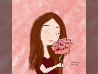 Smell of the May 2d 2d art digital digital 2d flower girl girl illustration illustration peony