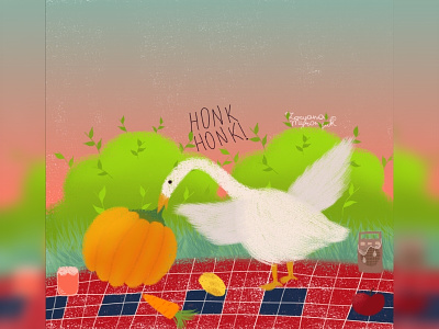 Honk honk, I'm goose 2d 2d art animal animal art cute digital digital 2d goose illustration picnic videogame