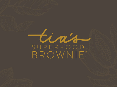 Branding for Tia's Superfood Brownie brand branding calligraphy charcoal dessert elegant food gold hand lettering logo luxury type treatment typography typography logo