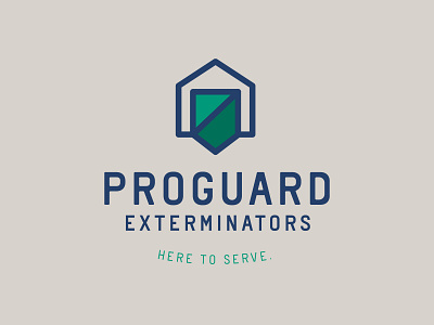 Branding comp for ProGuard Exterminators brand branding design green home illustration logo navy pest control protect service shield typography