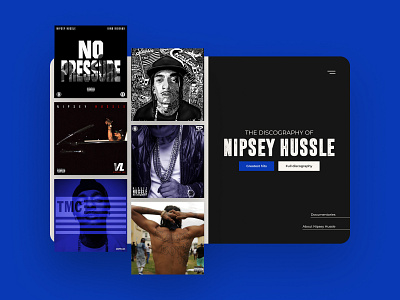 Landing Page - Daily UI #3 app blue branding daily ui dailyuichallenge design graphic design hiphop minimal mobile app design music nipsey hussle rapper ui webdesign website