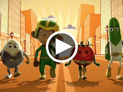 Subway - Super Hero Breakfast - Video advertising background cartoon city orange subway video