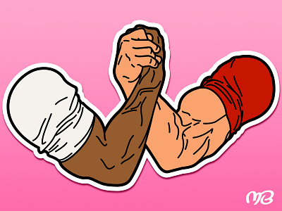 BFF arms bromance muscle pink predator sticker