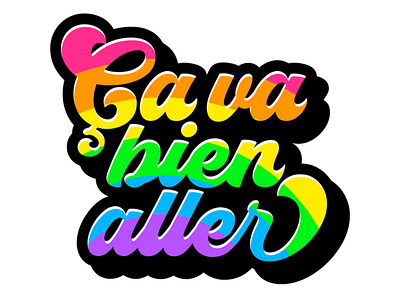 Ça va bien aller colorful covid 19 design icon logo rainbow slogan sticker vector