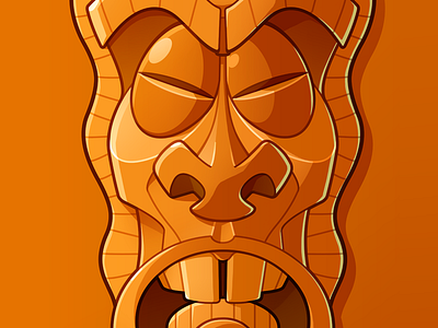 Tiki Board animal design illustration longboard orange skateboard tiki