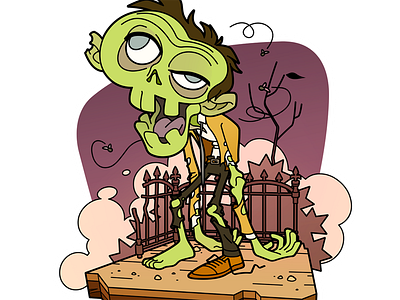 The Zombie - Flats character design flats green halloween horror illustration monster purple yellow zombie