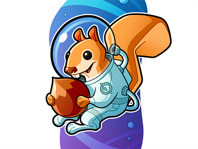 Space Squirrel - Final animal blue cartoon character design orange squirrel