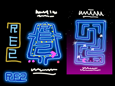 REZ: 2 Year Anniversary Poster - Concepts neon pac man poster rez sketch