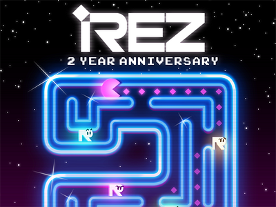 REZ: 2 Year Anniversary Poster arcade blue neon pac man poster rez