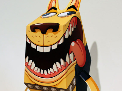 YellowDog - PaperToy Model cartoon design dog drawing illustration paper toy photo picture