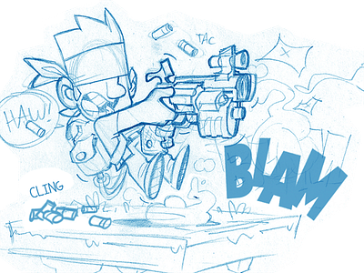 King: The Mercenary - Sketch blue character fanart gaming gun illustration king sketch