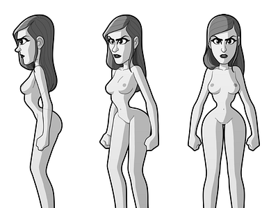 Woman Rotation character design grey model woman