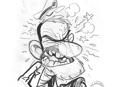Captain Haddock - Sketch angry cartoon character design face greyscale haddock sketch tintin