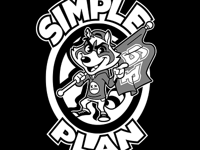 Simple Plan - Raccoon Design (crest 02) black cartoon design ink raccoon simple plan t shirt