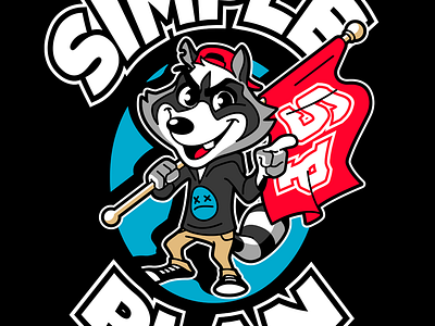 Simple Plan - Raccoon black blue cartoon color design ink logo raccoon red simple plan t shirt vector