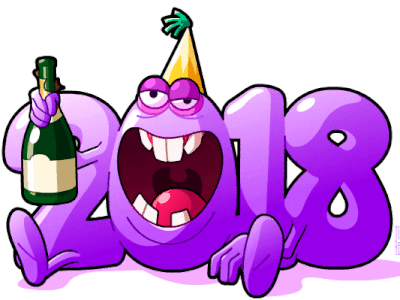 2018 2018 animated gif animation cartoon champagne funny gif new year party purple