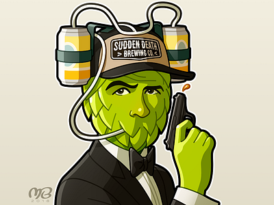 Pils Brosnan beer cartoon character design green illustration james bond label