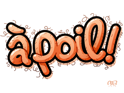 à poil! cartoon font hair logo naked skin text