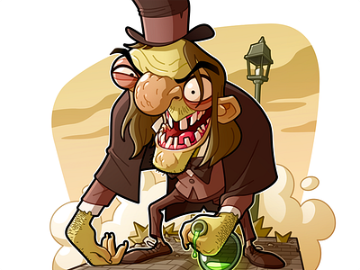 Mr. Hyde cartoon character design drawing fanart green halloween illustration london monster yellow