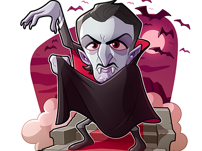 The Vampire bat cartoon character design dracula drawing fanart halloween illustration monster moon purple red vampire