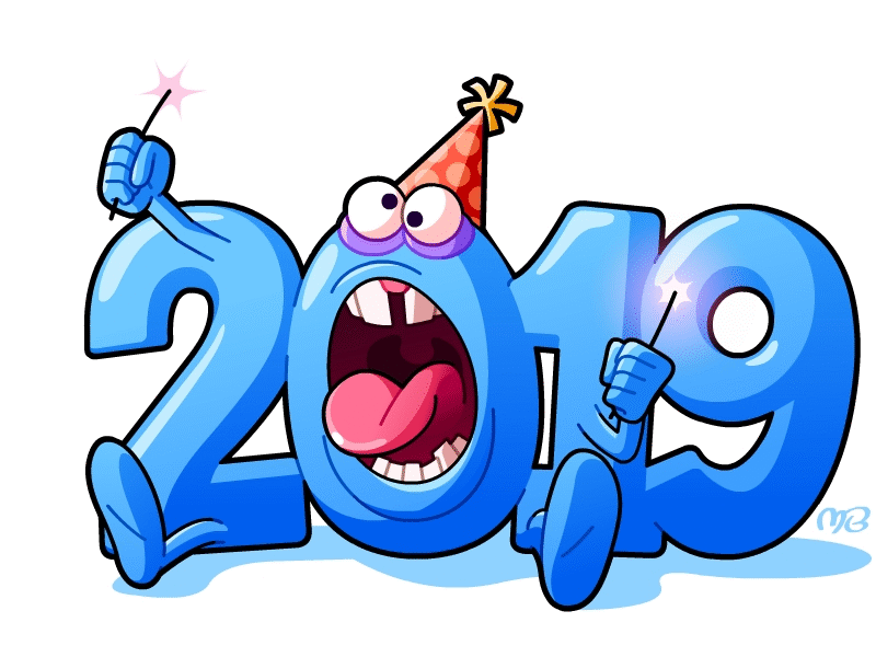 2019 2019 animated animation blue cartoon character funny gif mouth party