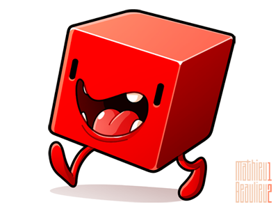 Cube Rouge cartoon character design drawing funny illustration red