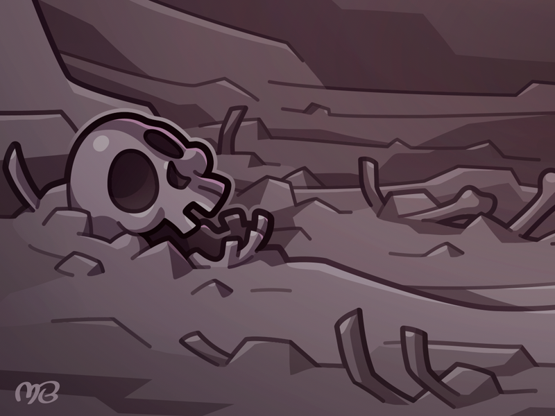 Crawler Queen - Preview vector halloween illustration drawing cavern scenery purple cartoon scary dead death wasteland waste bones skull