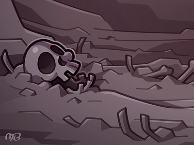 Crawler Queen - Preview bones cartoon cavern dead death drawing halloween illustration purple scary scenery skull vector waste wasteland