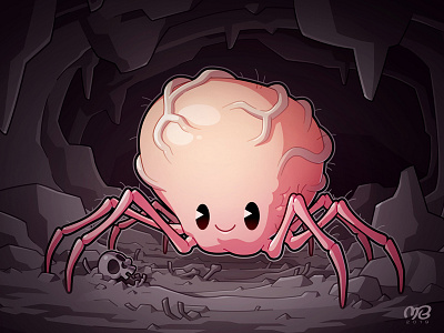 Crawler Queen artwork bug cartoon cavern character creepy cute dark design illustraion monster scary skull spider