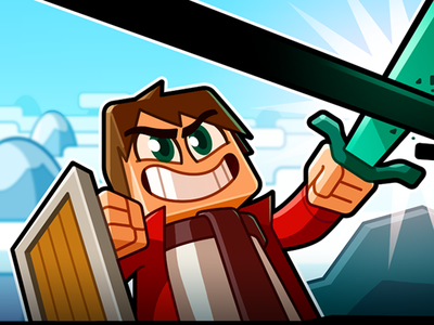 Youtube Channel Banner: Mogi banner cartoon character design illustration minecraft sword vector