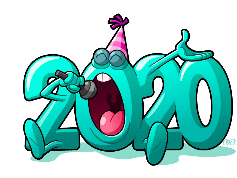 2020 2020 animated animated gif cartoon character gif new year party singer turquoise