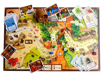 Board Game: Pony Express (Playfield) board game card cartoon character cowboy design game illustration product western
