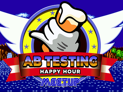 AB Testing Happy Hour Banner - Sonic The Hedgehog banner illustration sonic the hedgehog vector video game