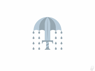 Umbrellasword illustration letters logoconcept sword t umbrella vector