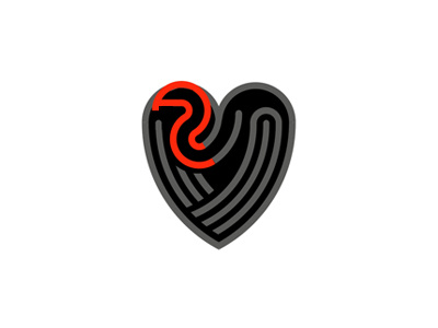 Black heart bh bird heart logo mark vulture